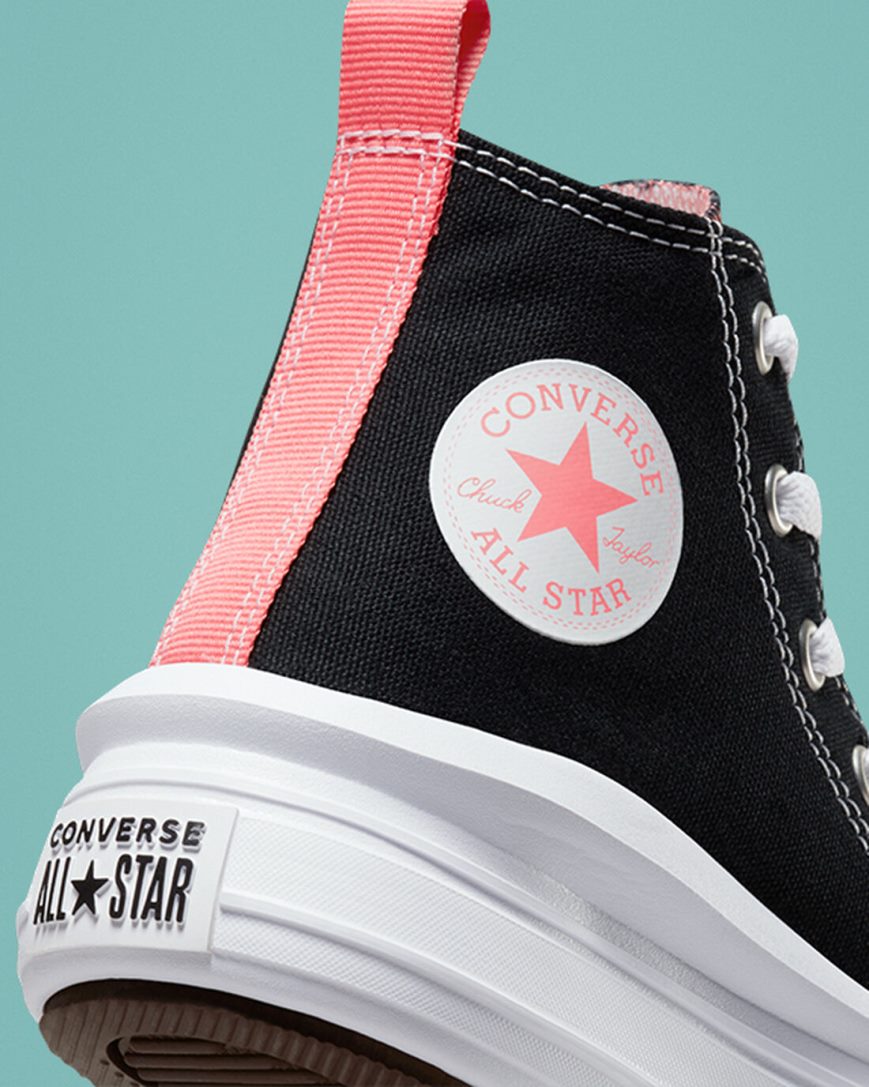 Topanky Na Platforme Converse Chuck Taylor All Star Move Vysoke Dievcenske Čierne Ruzove Biele | SK BGFAO7